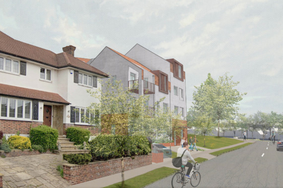 Sarah Wigglesworth Architects Covington Court Approach from Covington Way Featured Image